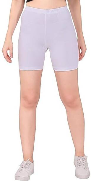 Goness Oripower Solid Women White Cycling Gym Shorts