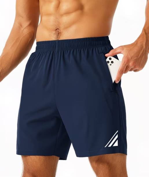 Solid Men Dark Blue Regular Shorts