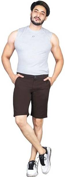 MANCHESTER Solid Men Brown Casual Shorts, Regular Shorts