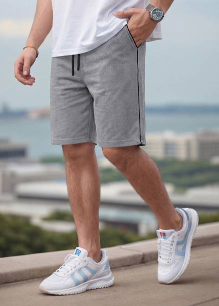 FEEL TRACK Solid Men Grey Basic Shorts