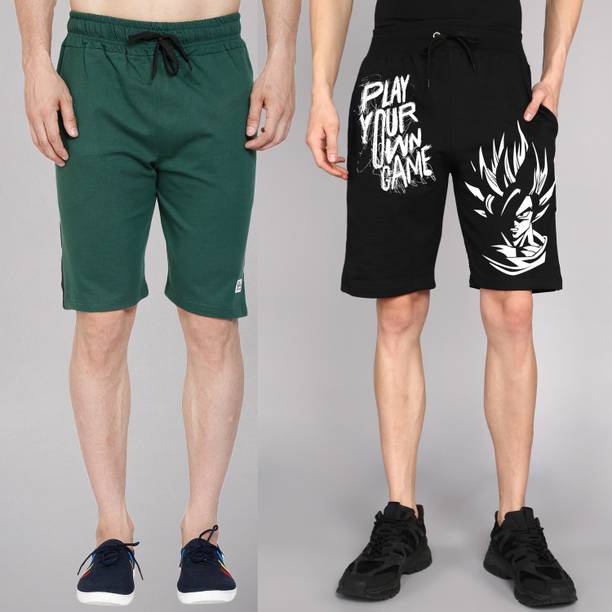 GYRFALCON Printed Men Black, Green Casual Shorts