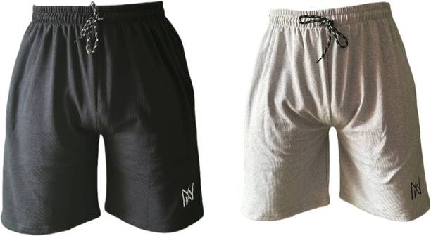 MAWA Solid Men Black, Grey Casual Shorts, Night Shorts, Bermuda Shorts, Regular Shorts, Board Shorts, Basic Shorts