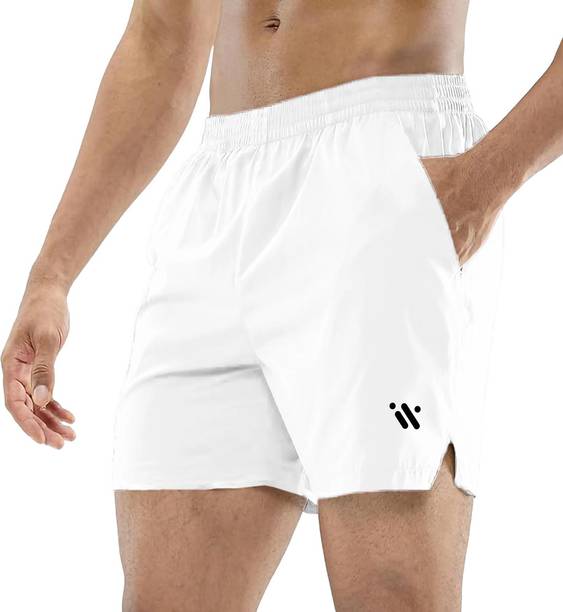 KVDEV Solid Men White Sports Shorts, Baggy Shorts, Basic Shorts, Beach Shorts, Gym Shorts