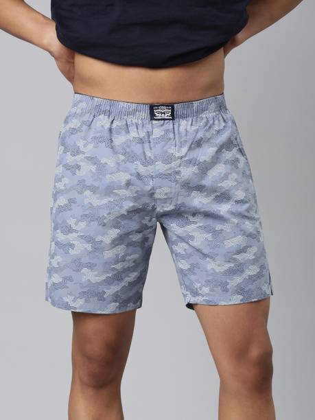 Self Design Men Blue Boxer Shorts