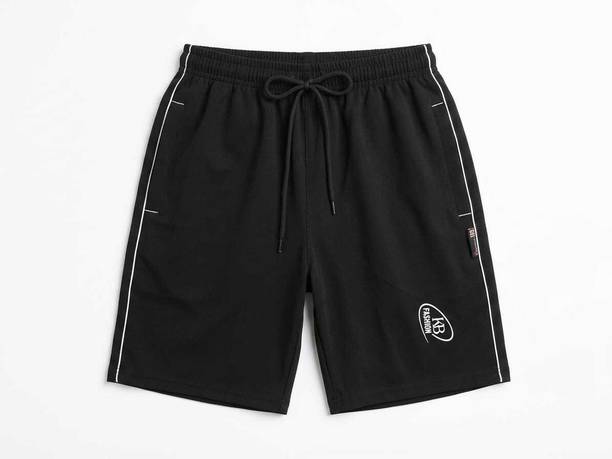 Printed Men Black Gym Shorts, Sports Shorts, Casual Shorts