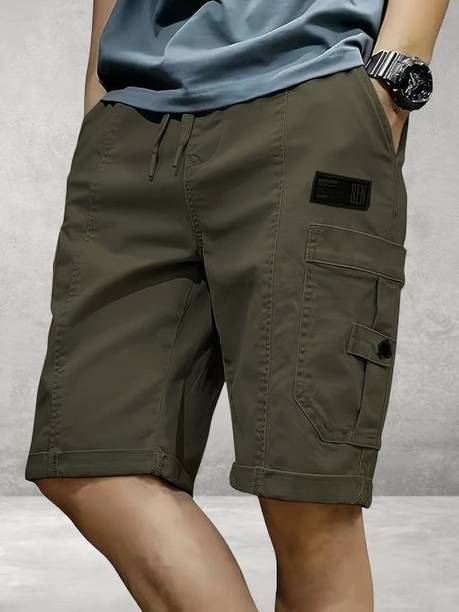 TYRELL Solid Men Dark Green Cargo Shorts