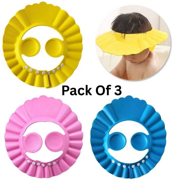 DHARA CREATION Set Of 3 Adjustable Size Baby Shower Cap For Kids