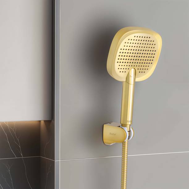 RUHE ABS Hand Shower with 1.5 Meter 304-Grade SS Hose & Hook(Brushed Gold) Shower Head
