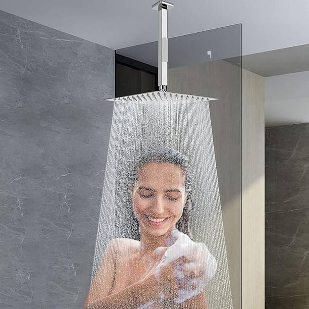क्लिंटन (8x8 inch) Stainless Steel Ultra Slim Rain Shower Head with 12 inch Arm शावर हैड