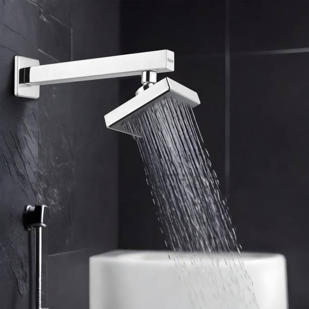 RUHE Gammma ABS 4 inches Overhead Shower Set with 12 inches Shower Arm & Wall Fangle Shower Head