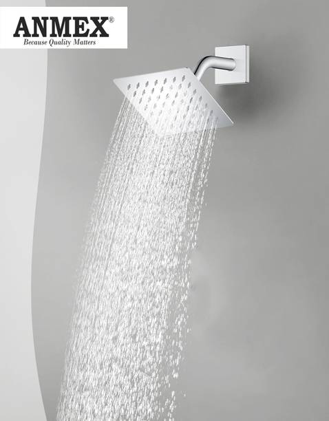 ANMEX UltraSlim 8X8 Rain Shower Stainless Steel with 15 Inch Long Bend S.S Shower Arm Shower Head