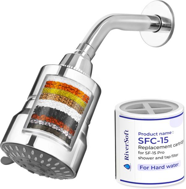 रिवरसॉफ्ट Diva-03 Shower filter for hard water with extra cartridge | Water saving mode शावर हैड