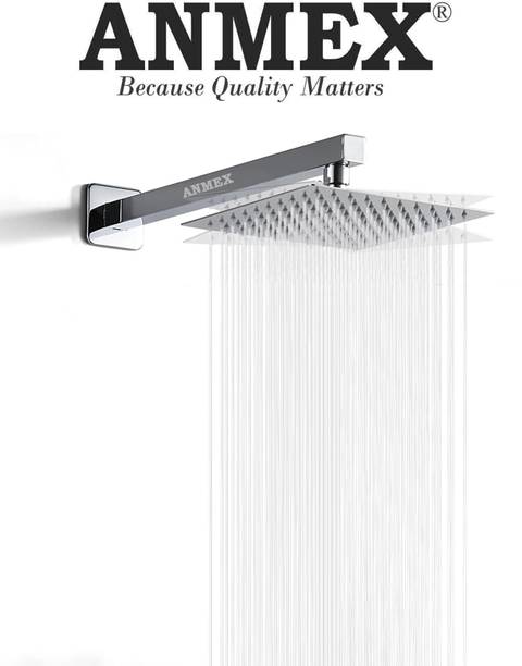 ANMEX UltraSlim 8X8 Rain Shower Stainless Steel with 15 Inch Long S.S Shower Arm Shower Head
