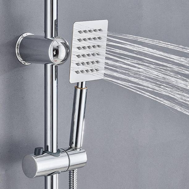 CLIBO Ultra Slim Steel Square Rain Spray Hand Shower With 1.5mtr Tube and Wall Hook Shower Head