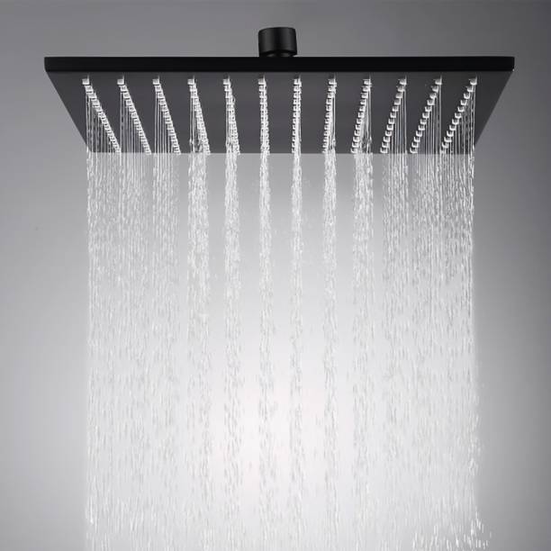 कार्निवल Overhead Square 12X12 Inch Black Shower Head For Bathroom Stainless Steel 304 शावर हैड