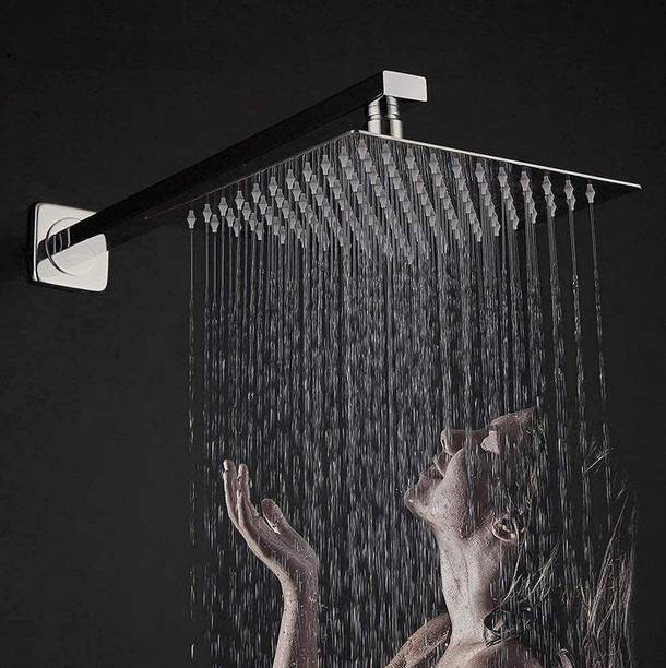 Spazio SmartBuy Rain Shower Stainless Steel Ultra Slim 8x8 Inch And 18 Inch Square Arm Shower Head