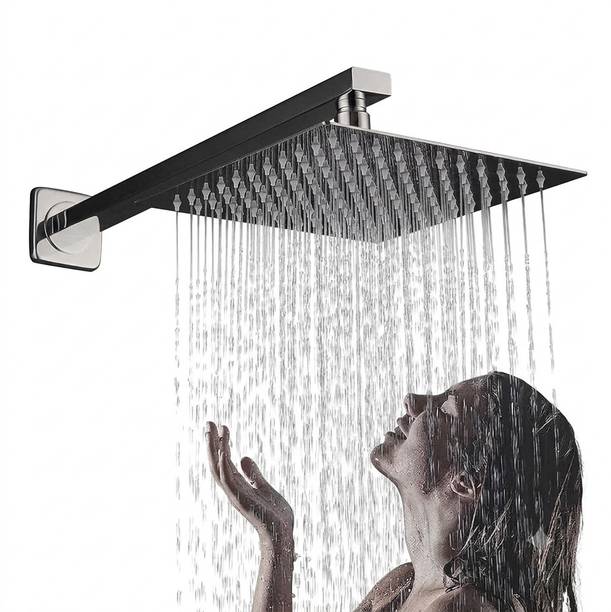 RM POWERTECH SmartBuy Rain Shower Stainless Steel Ultra Slim-8x8 Inch With 15 Inch Square Arm Shower Head