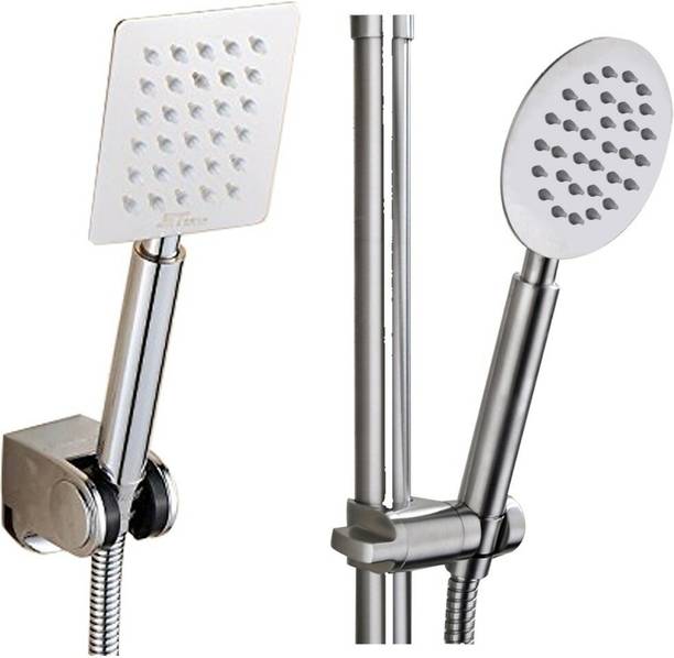 पेस्का R/N Astontm 230mm (9" Long) Ultra Slim 1 Rectangular & 1 Round Rain Spray SS Hand Shower (Pack Of 2) शावर हैड