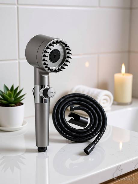Spazio by Premium Quality ABS Toilet/washroom Hand Spray/Faucet Jet With ABS High Pressure Multi Flow Hand Shower Set And Massage Point-1.5M Tube&Hook Shower Head