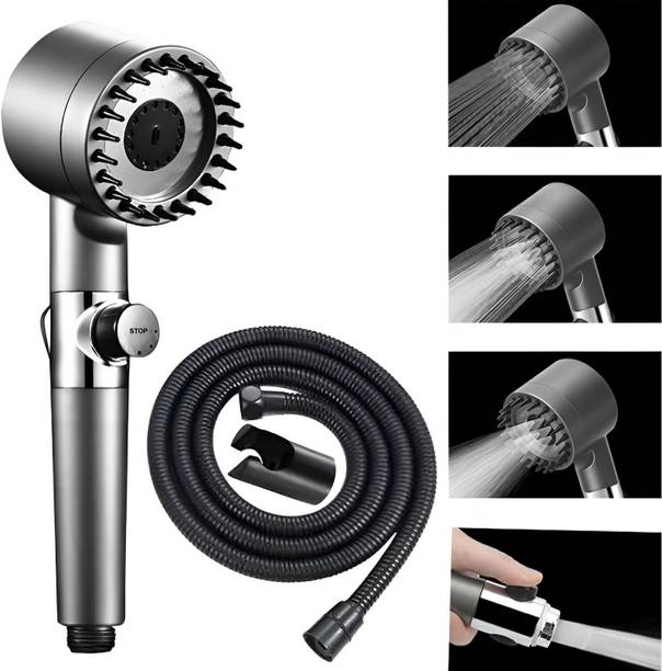 स्पाज़ियो ABS High Pressure Multi Flow Hand Shower Set And Massage Point-1.5M Tube&Hook शावर हैड