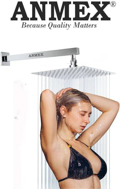 ANMEX UltraSlim 8X8 Rain Shower Stainless Steel with 18 Inch Long S.S Shower Arm Shower Head