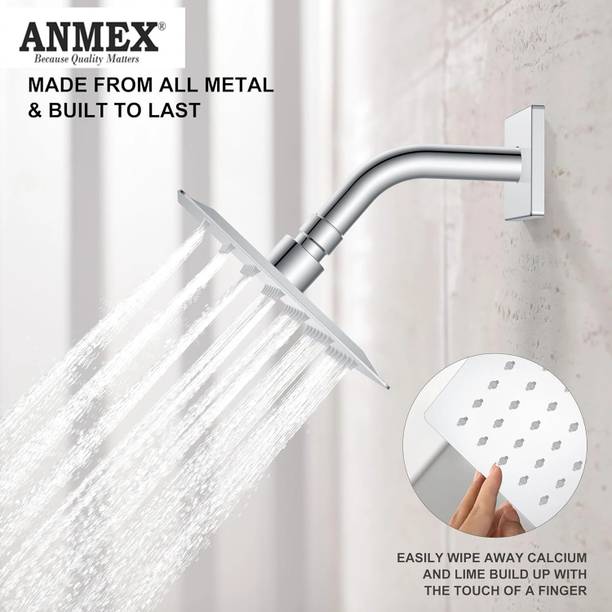 ANMEX UltraSlim 4X4 Rain Stainless Steel Shower with 9inch Long Bend Shower Arm Shower Head