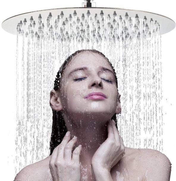 AMJ 8X8 (8Inch) ROUND Stainless Steel UltraSlim Shower Head with 15inch Round arm Shower Head