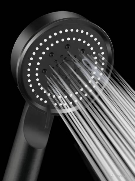Spazio HS-2 ABS High Pressure Multi Flow Hand Shower Set Black And 1.5 Mtr Tube & Hook Shower Head