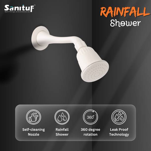 Sanituf RAINFALL Round Shower with 8 Inch Shower Arm (PTMT) Wall Mount Shower Head Shower Head