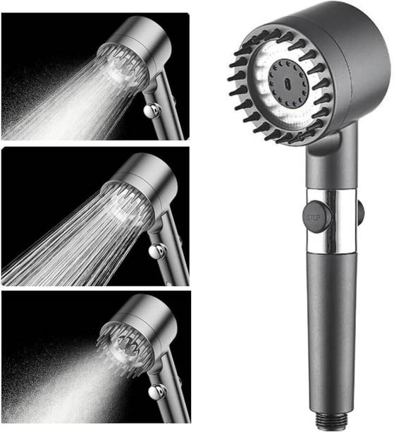 Hyenas Turbo 3-in-1 High Water Pressure Hand Shower with Stop Function Grey Shower Head