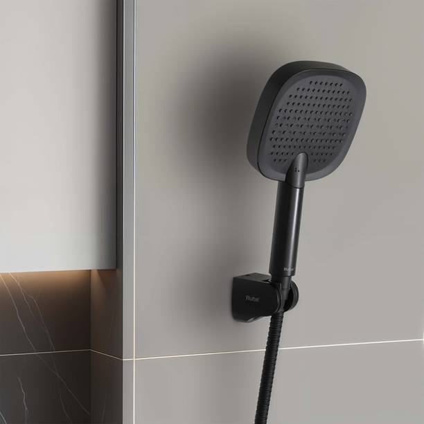 RUHE ABS Hand Shower with 1.5 Meter 304-Grade SS Hose & Hook (Matte Black) Shower Head