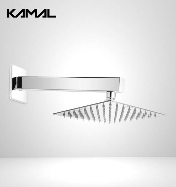 कमल Rain Shower Stainless Steel Ultra Slim 6x6 Inch with 12 Inch Long S.S Shower Arm शावर हैड