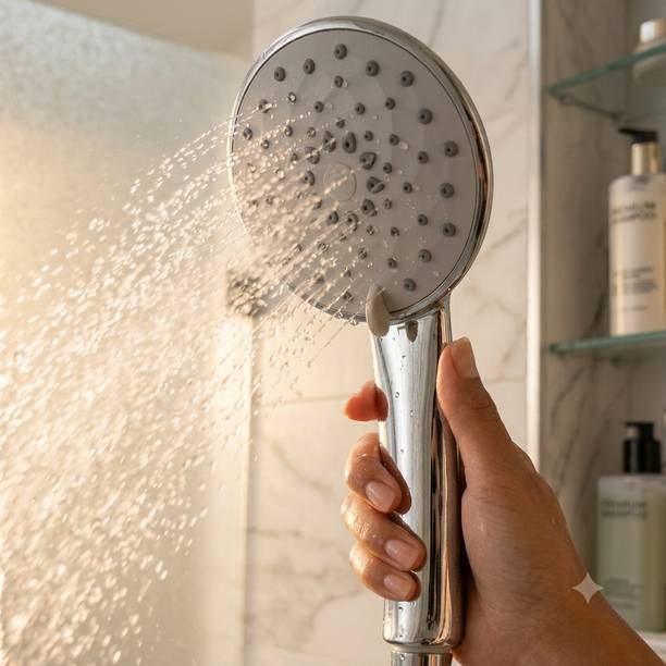 KURIC ABS, 4-INCH, 3-Function Hand Shower Handle Only For Bathroom, Chrome Shower Head