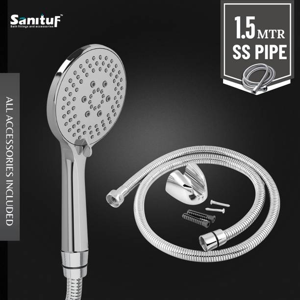 Sanituf ABS 6 Function Multiflow Hand Shower with 1.5 Mtr Flexible SS Hose Pipe Shower Head