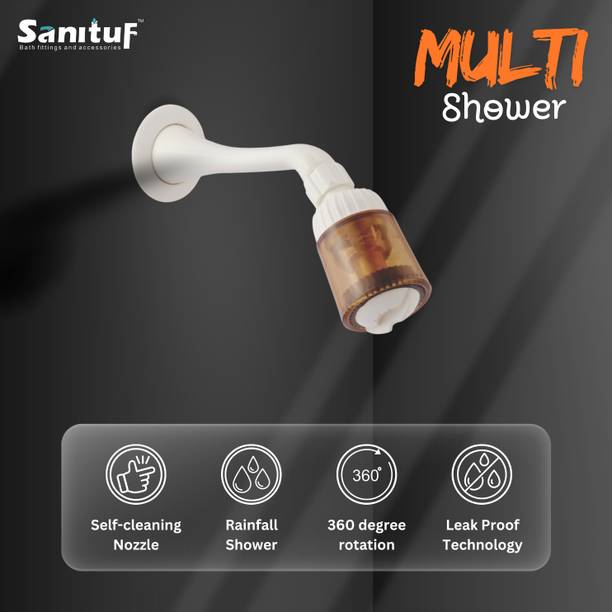 Sanituf NEXA Round Shower with 8 Inch Arm 100% PTMT Suitable for Hot & Cold Water Shower Head