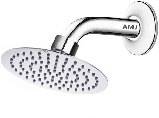 AMJ 4X4 (4Inch) ROUND StainlessSteel UltraSlim Rain Shower Head with 9inch Round arm शावर हैड