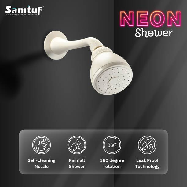 Sanituf NEON Round Shower Head for Bathroom with 8 Inch Shower Arm, Wall Mount Shower Shower Head