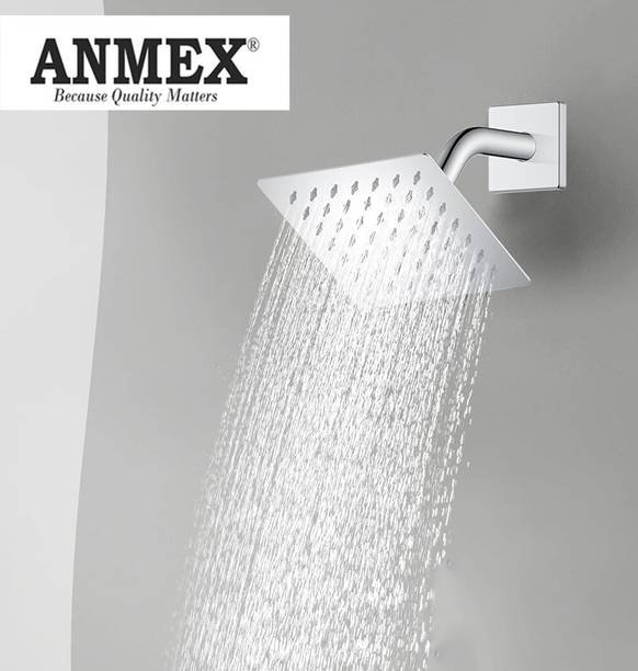 ANMEX UltraSlim 6x6 Rain Stainless Steel Shower with 9inch Long Bend Shower Arm Shower Head