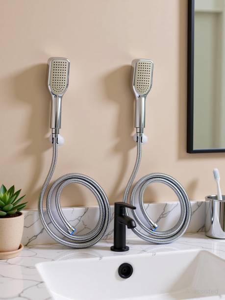 CLIBO Rectangular Flow HS-018 ABS Plastic Hand Shower with SS Tube 1.5 M and Hook Shower Head