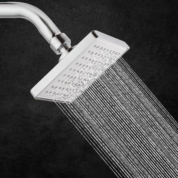 RUHE ABS 5 x 5 Inches Alpha Overhead Shower with 12" Inches Arm and Wall Flange (Chrome Finish) Shower Head