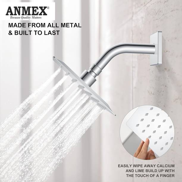 ANMEX UltraSlim 4X4 Rain Stainless Steel Shower with 9inch Long Bend Shower Arm Shower Head