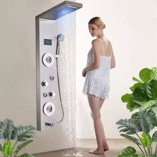 Prossimagen 304 Grade Stainless Steel Shower 6 In 1 With LED Display, 4 Body Mist Sprays, 2 Body Jets, Rainfall, Waterfall, Tub Spout, Hand Shower Temprature Display Thermostatic shower