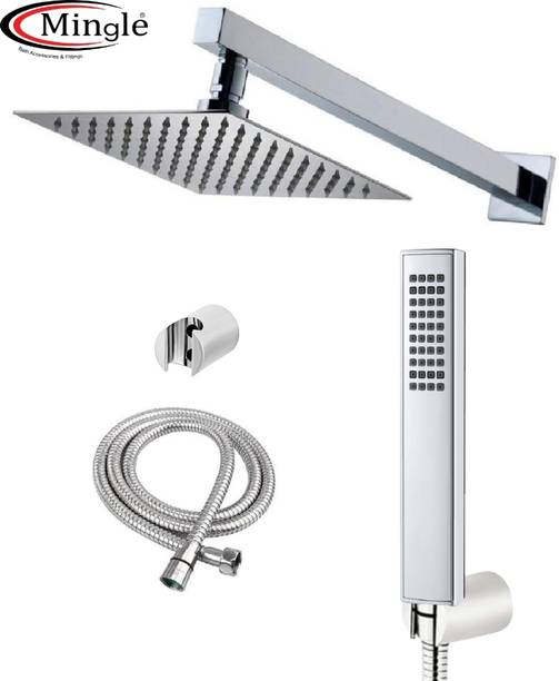 Mingle Ultra Slim Shower 10 Inch With 15 inch Square Arm (Telephone Hand Shower) Rain Shower Rainfall