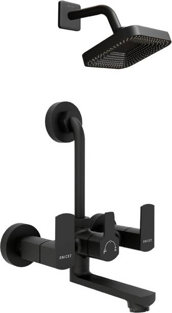 ENICET 2-in-1 Wall Mixer with L Bend, Hot & Cold, Matte Black, Wall Mixer With Shower, wall mixer for bathroom, mixer bathroom, mixer tap for bathroom, rain flow