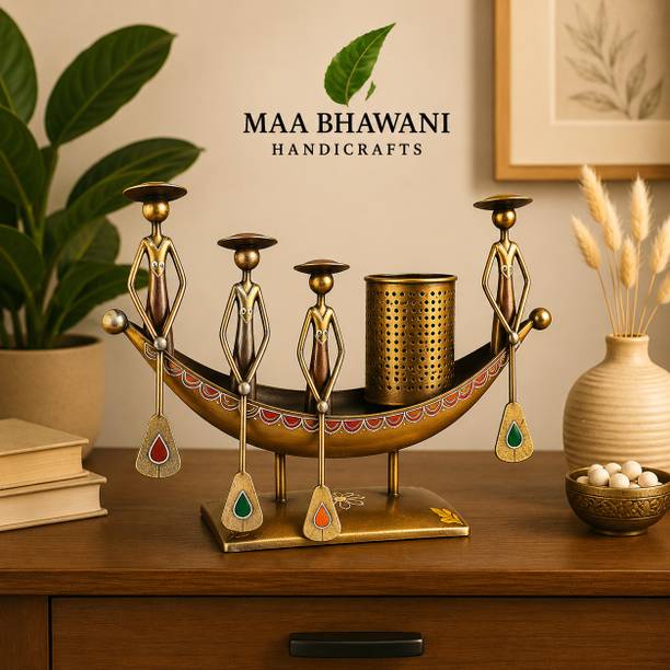 MAA BHAWANI HANDICRAFTS Boat Pen Holder, Pen Stand Decorative Showpiece - 20 cm