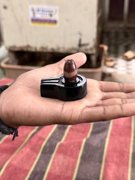 namadev shivling art puratan Original Small Narmada Shivling / Natural Narmadeshwar Shivling For Home 1"/2" Decorative Showpiece  -  6 cm