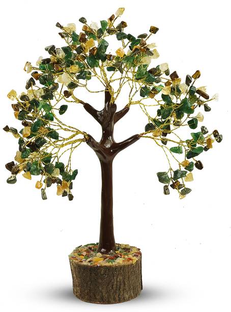 REIKI CRYSTAL PRODUCTS Natural Crystal Wealth Tree Crystal Stone Tree 300 Bead Chip Tree For Wealth Decorative Showpiece  -  25 cm