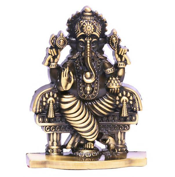 Preeti's Metal Ganesh Idol for Car Dashboard | Lord Ganesha Statue for Home & Office Decorative Showpiece - 6 cm