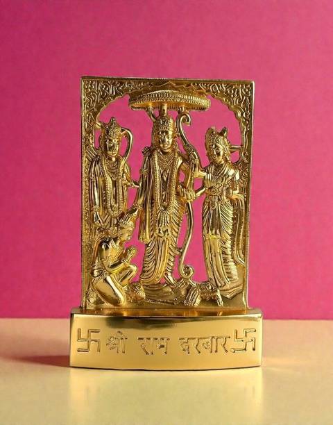TWILIGHT GLOW Religious Ram Darbar Idol in Metal for Pooja Room Décor Decorative Showpiece  -  13 cm