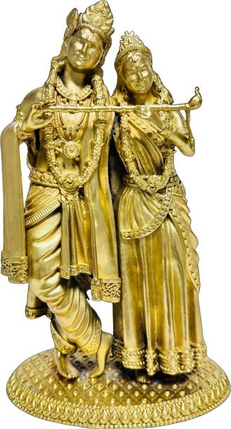 Decorlite Brass Radha Krishna Idol Showpiece for Home Temple Décor & Spiritual Gift Decorative Showpiece  -  6.5 cm